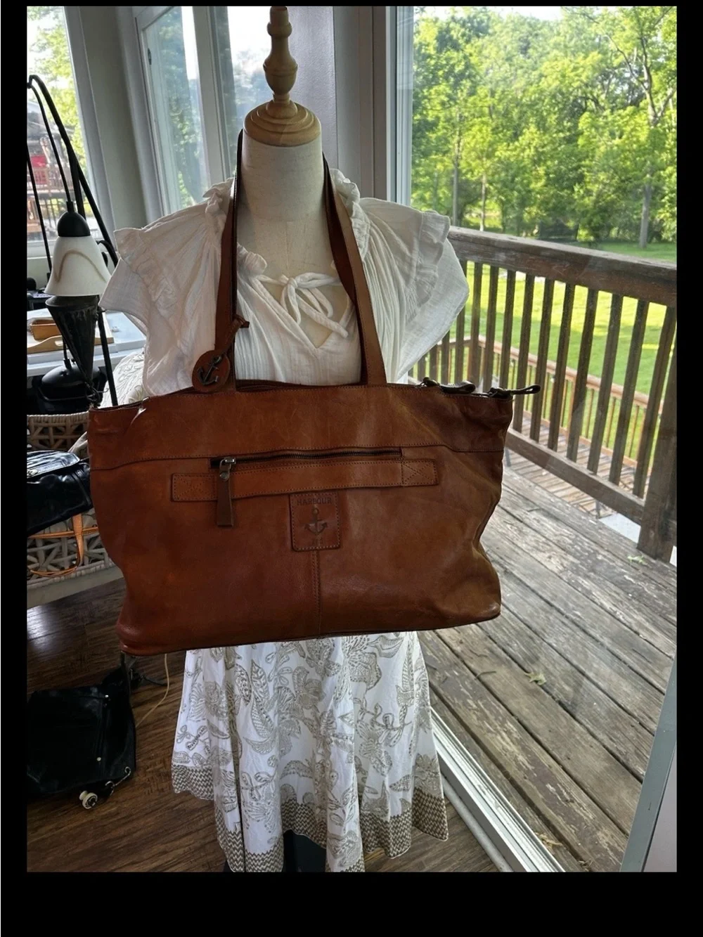 Harbor 2Nd Brown Leather XL Tote/Shoulder  Accent Rectangle Women